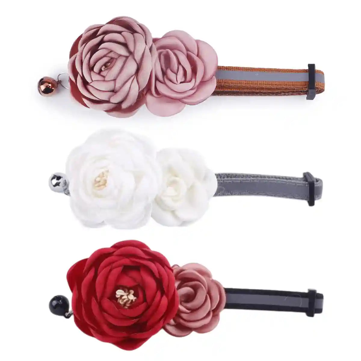 Elegant Adjustable Flower Pet Collar for Cats and Small Dogs