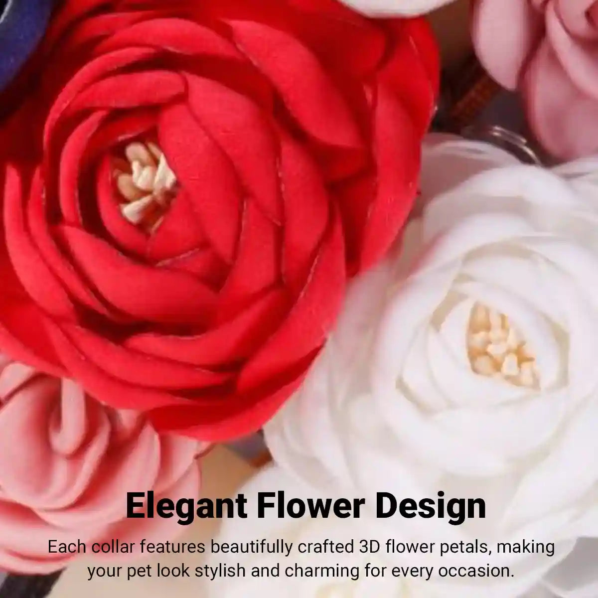 Elegant Adjustable Flower Pet Collar for Cats and Small Dogs