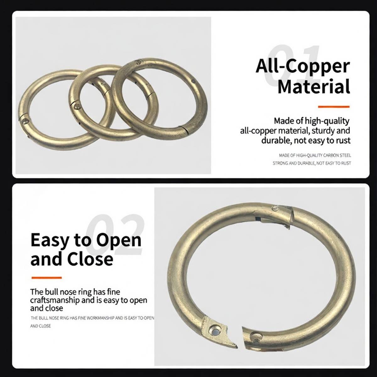 Copper Bull Nose Ring | Durable Livestock Cattle Nose Ring for Farms