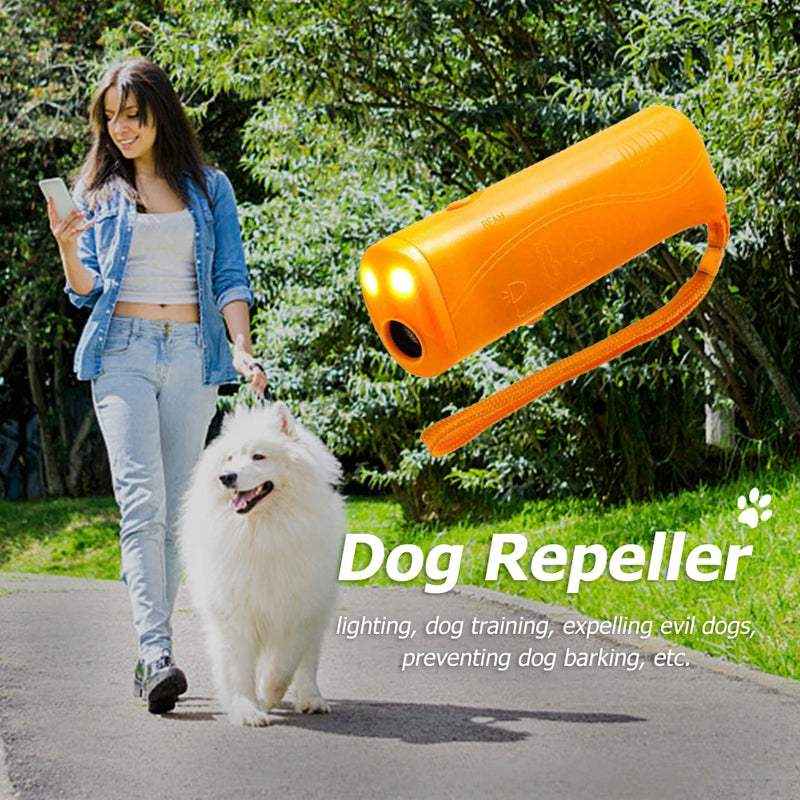 Ultrasonic Dog Repeller Deterrent Device Handheld Dog Chaser with LED Flashlight