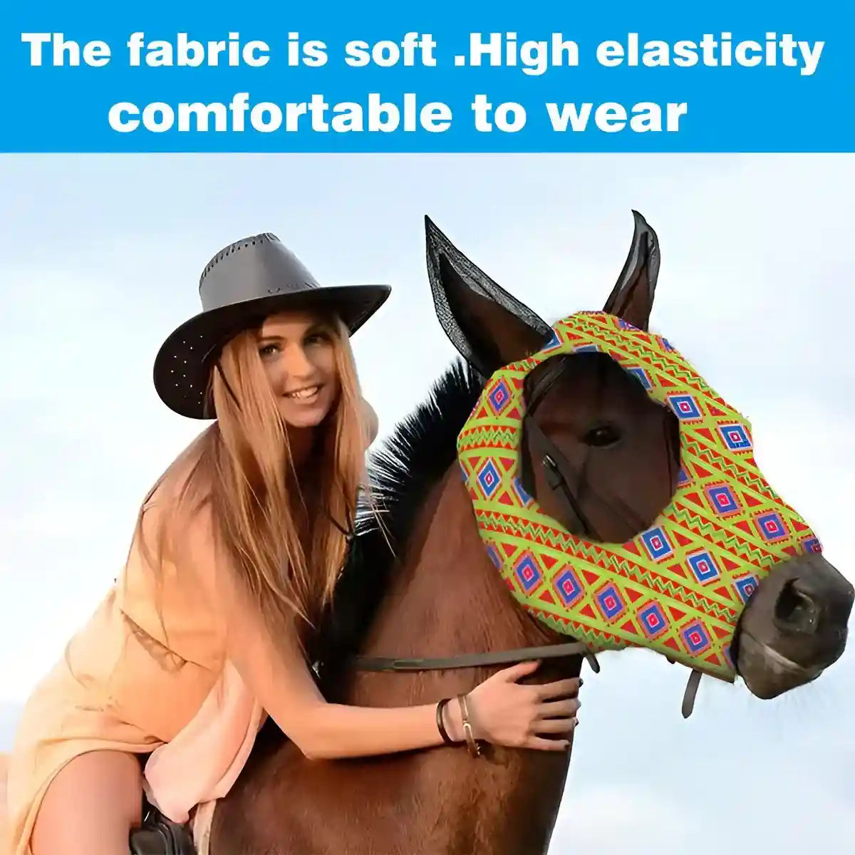Colorful UV-Blocking Horse Mask with Mesh Eyes and Ear Covers