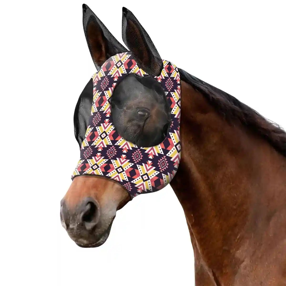 Colorful UV-Blocking Horse Mask with Mesh Eyes and Ear Covers