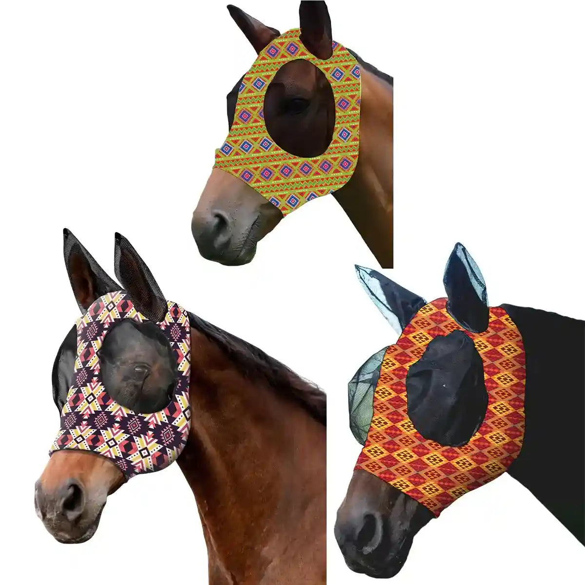 Colorful UV-Blocking Horse Mask with Mesh Eyes and Ear Covers