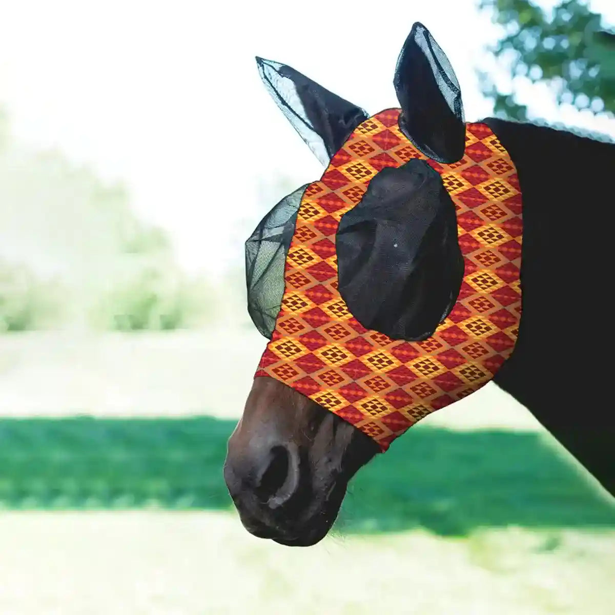 Colorful UV-Blocking Horse Mask with Mesh Eyes and Ear Covers
