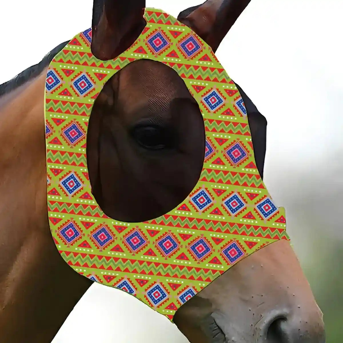 Colorful UV-Blocking Horse Mask with Mesh Eyes and Ear Covers