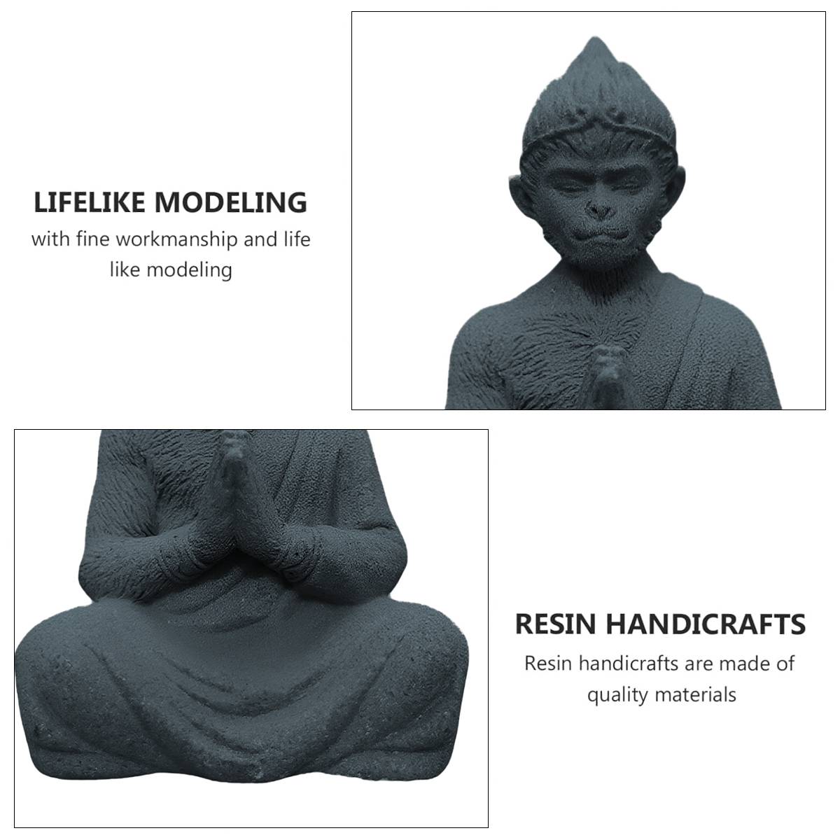 Meditating Resin Monkey Figurine Aquarium & Zen Desk Decor