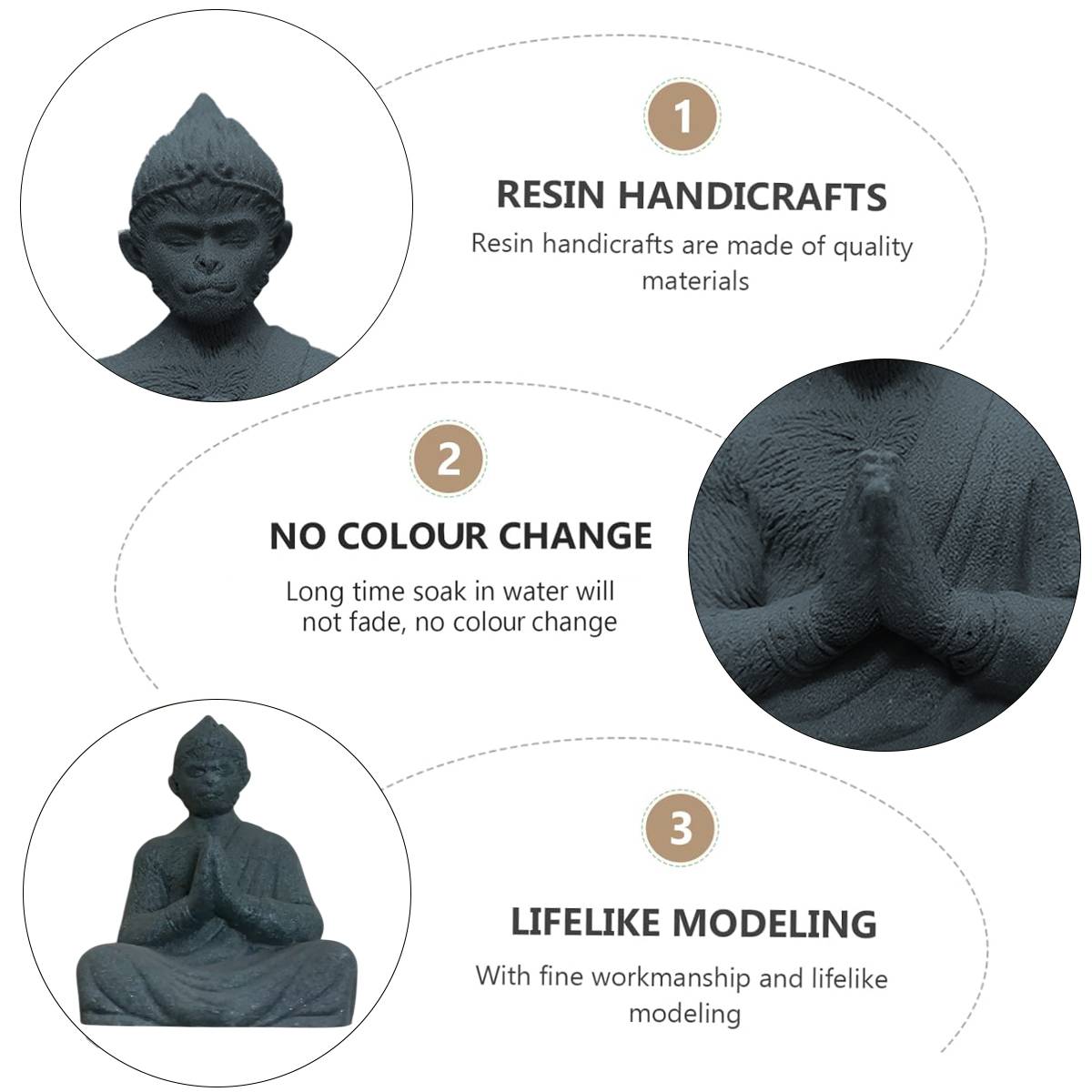Meditating Resin Monkey Figurine Aquarium & Zen Desk Decor