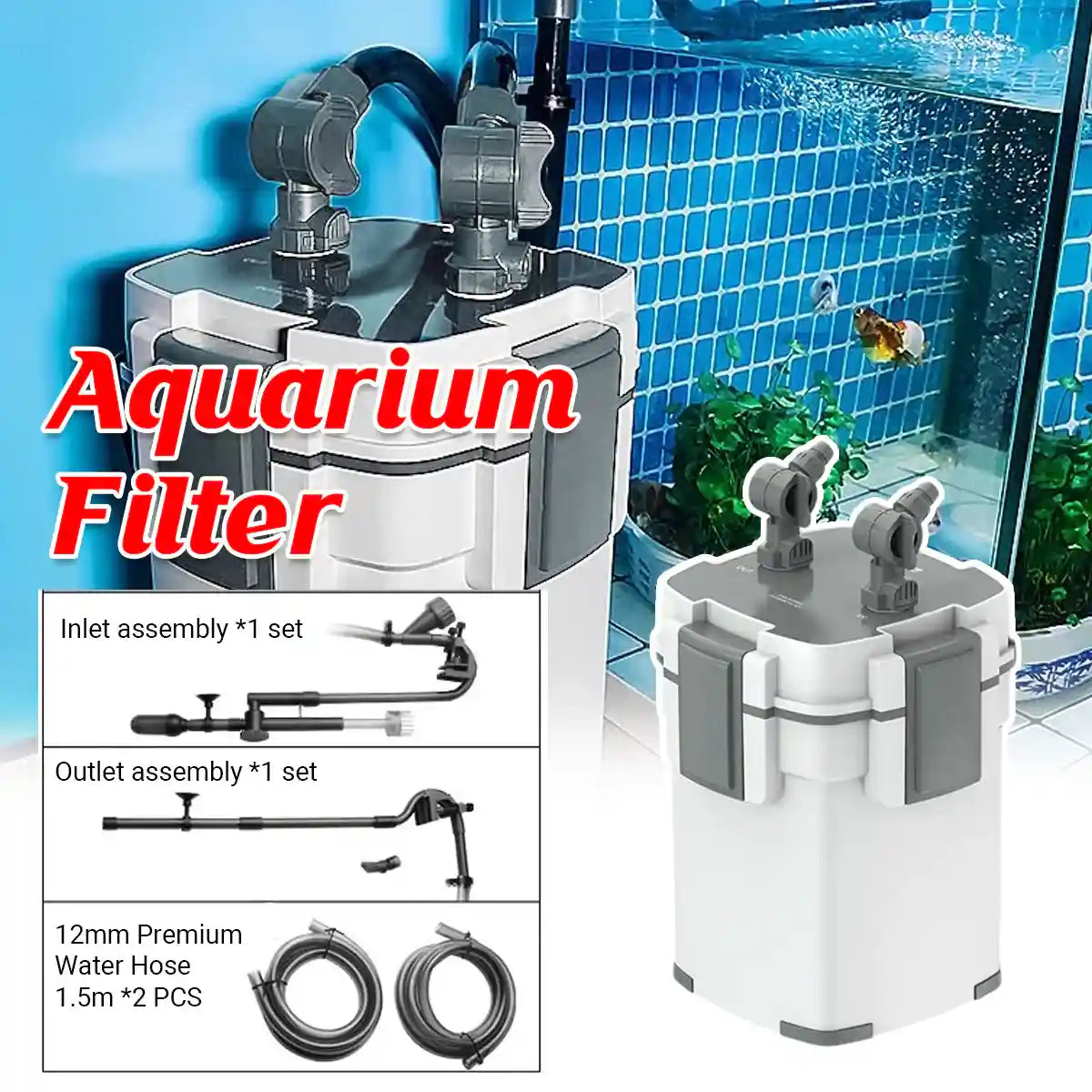 External Aquarium Filter 3-Layer Canister Filter with Adjustable Flow