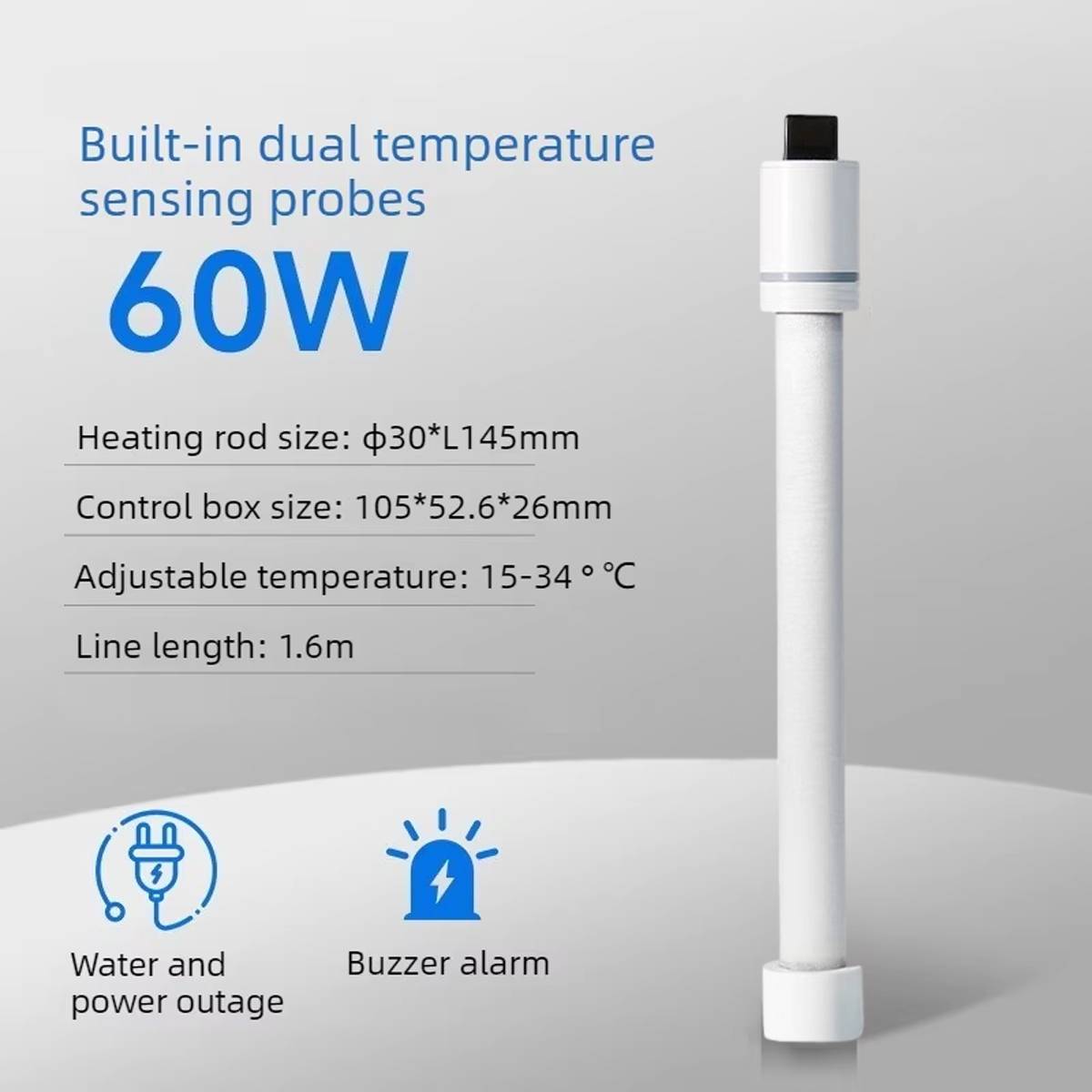 Quartz Aquarium Heating Rod - Explosion-Proof Fish Tank Heater (60W/100W)