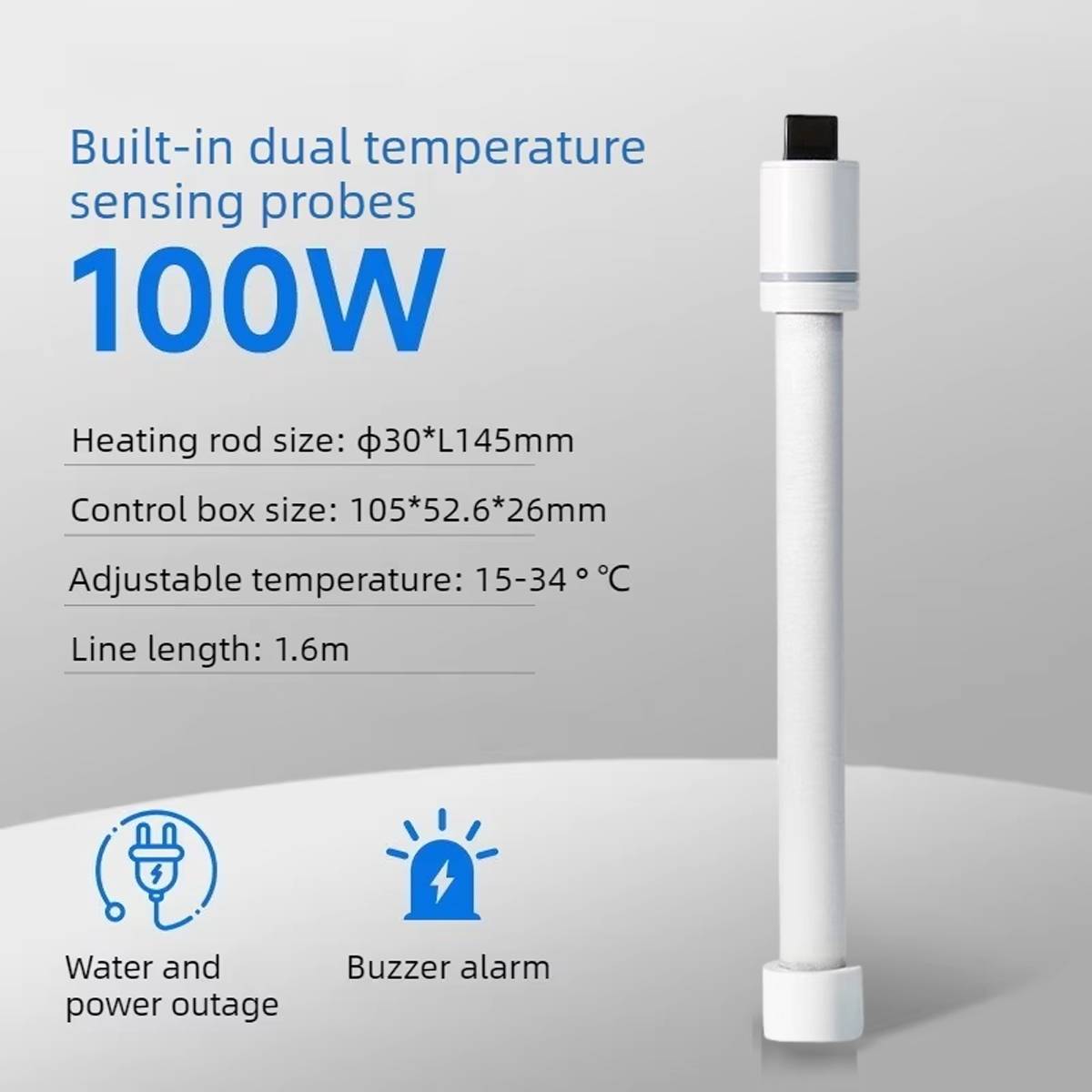 Quartz Aquarium Heating Rod - Explosion-Proof Fish Tank Heater (60W/100W)