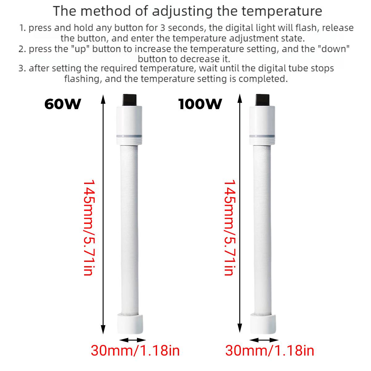 Quartz Aquarium Heating Rod - Explosion-Proof Fish Tank Heater (60W/100W)