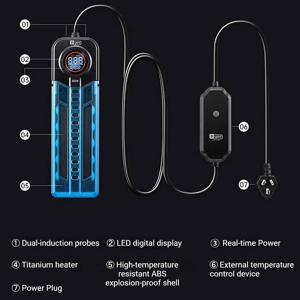 Yee Aquarium Heating Rod 50W - Constant Temperature Fish Tank Heater