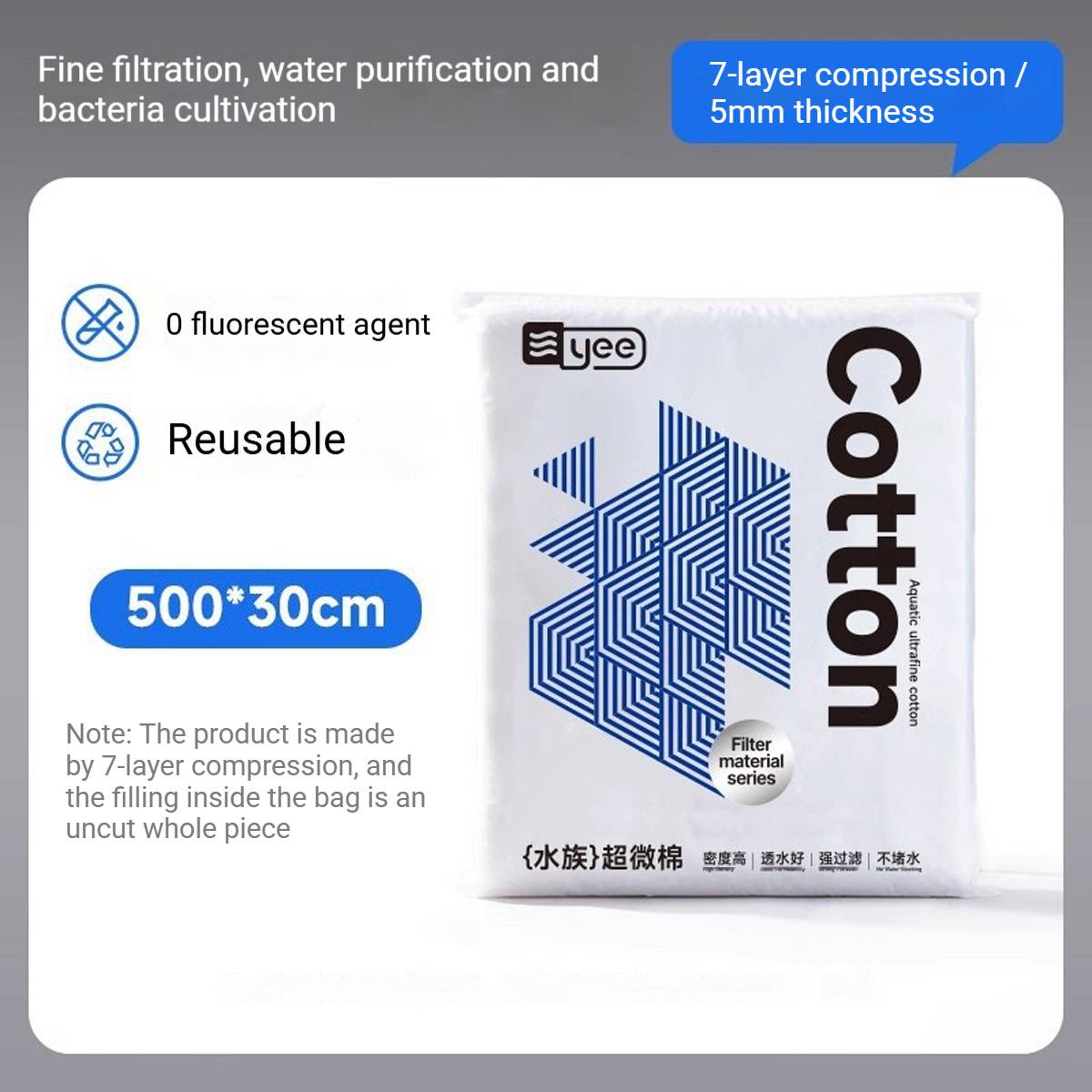 Aquarium Filter Cotton - High Density Fish Tank Filter Media (5M)