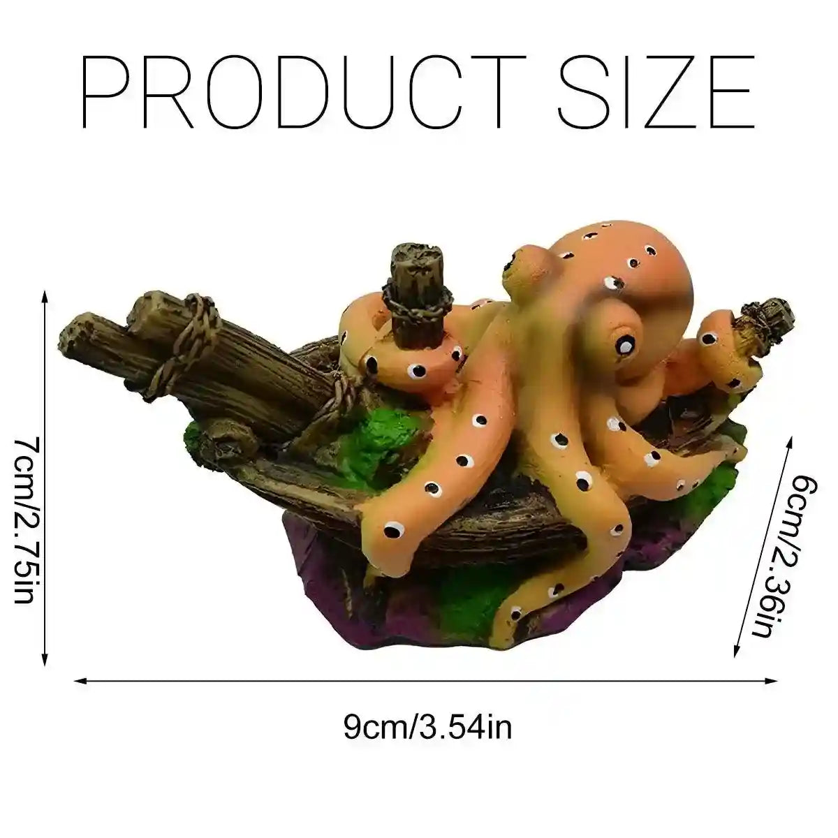Realistic Octopus Aquarium Decoration Unique Shipwreck Ornament for Fish Tanks