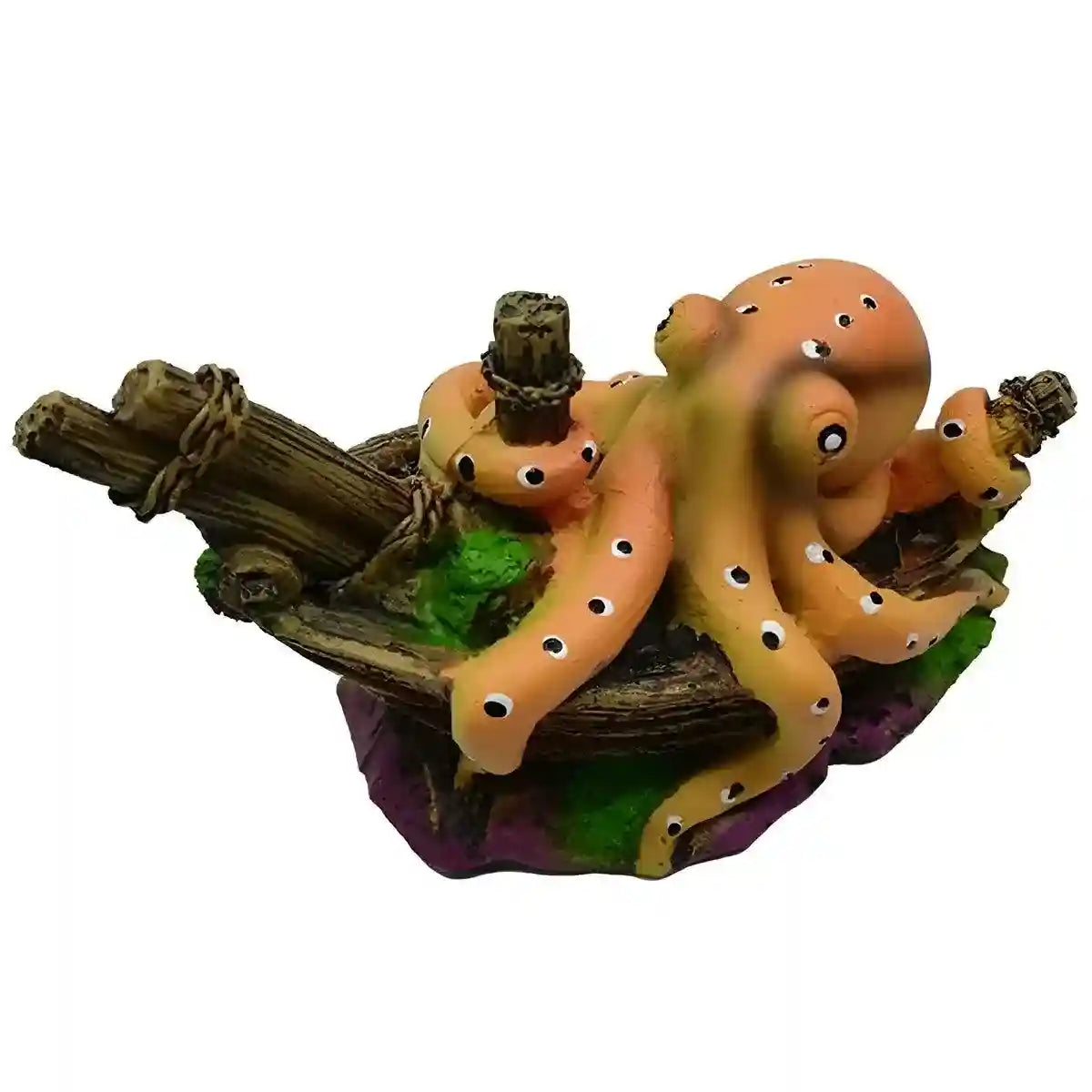 Realistic Octopus Aquarium Decoration Unique Shipwreck Ornament for Fish Tanks