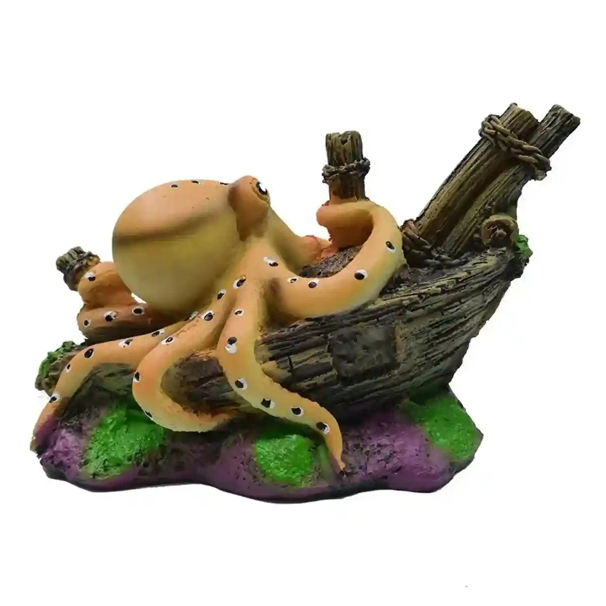 Realistic Octopus Aquarium Decoration Unique Shipwreck Ornament for Fish Tanks