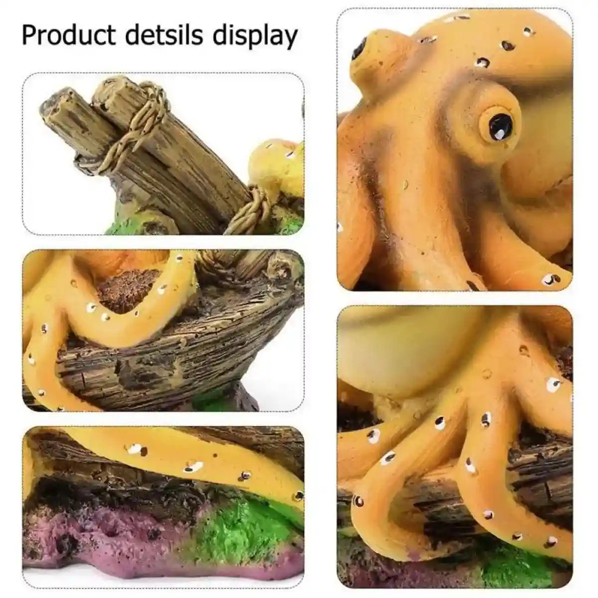 Realistic Octopus Aquarium Decoration Unique Shipwreck Ornament for Fish Tanks