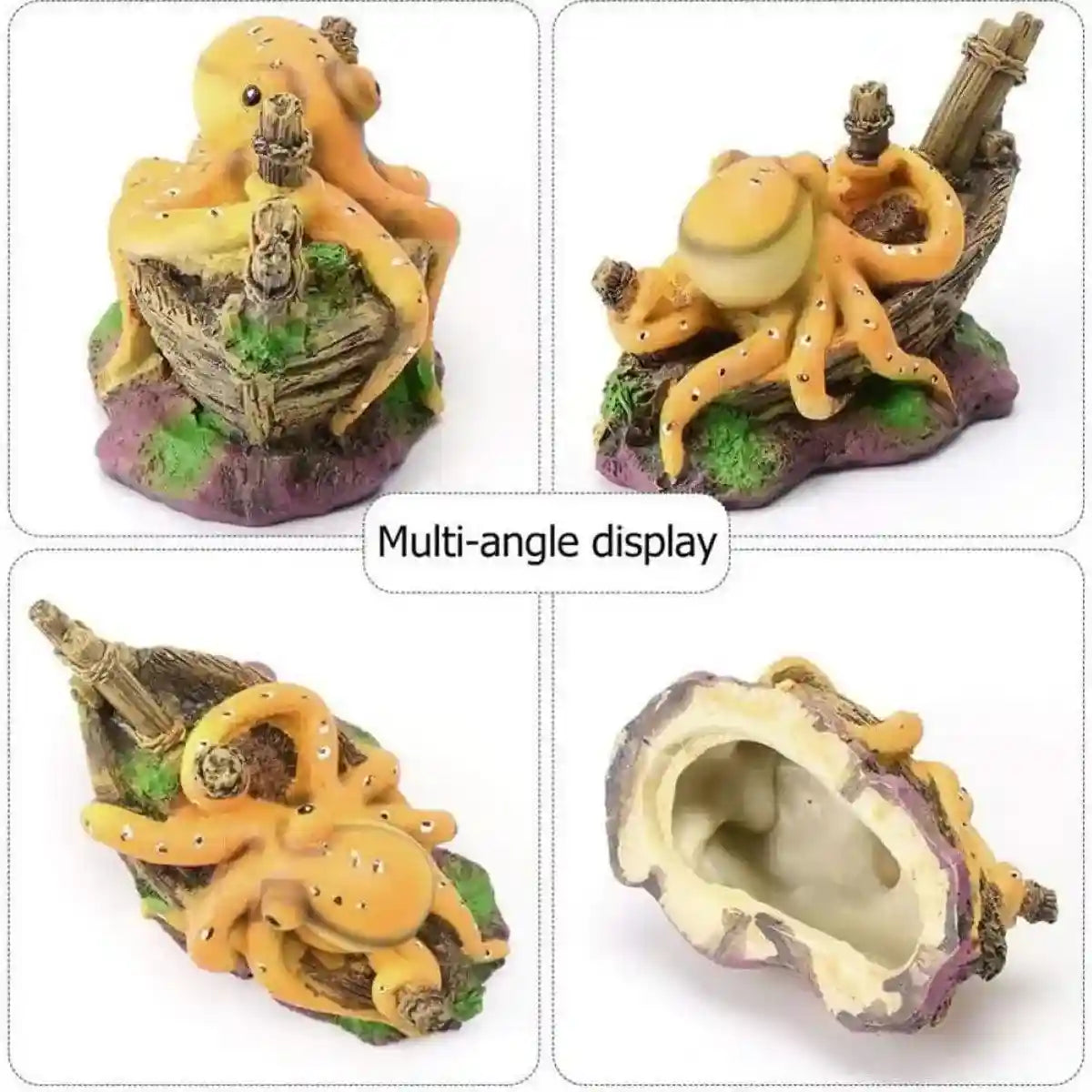 Realistic Octopus Aquarium Decoration Unique Shipwreck Ornament for Fish Tanks