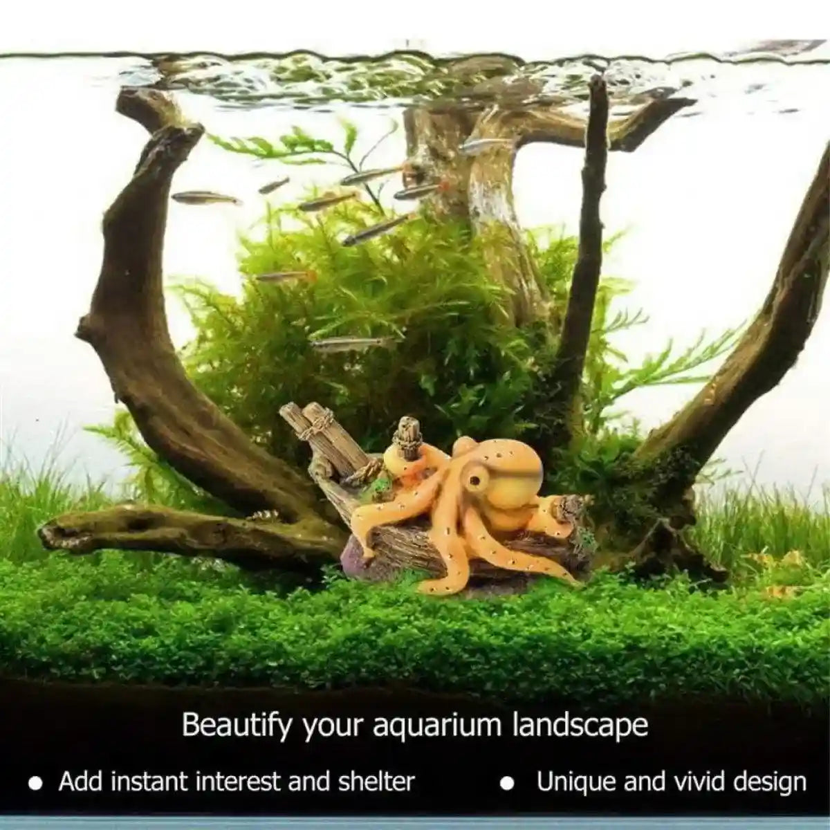 Realistic Octopus Aquarium Decoration Unique Shipwreck Ornament for Fish Tanks
