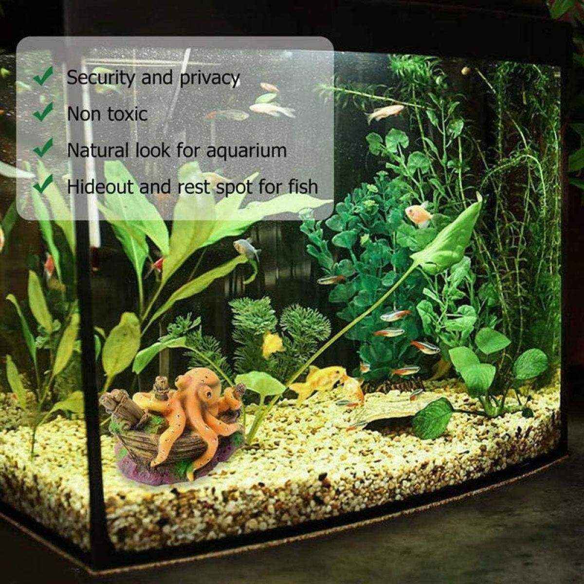 Realistic Octopus Aquarium Decoration Unique Shipwreck Ornament for Fish Tanks