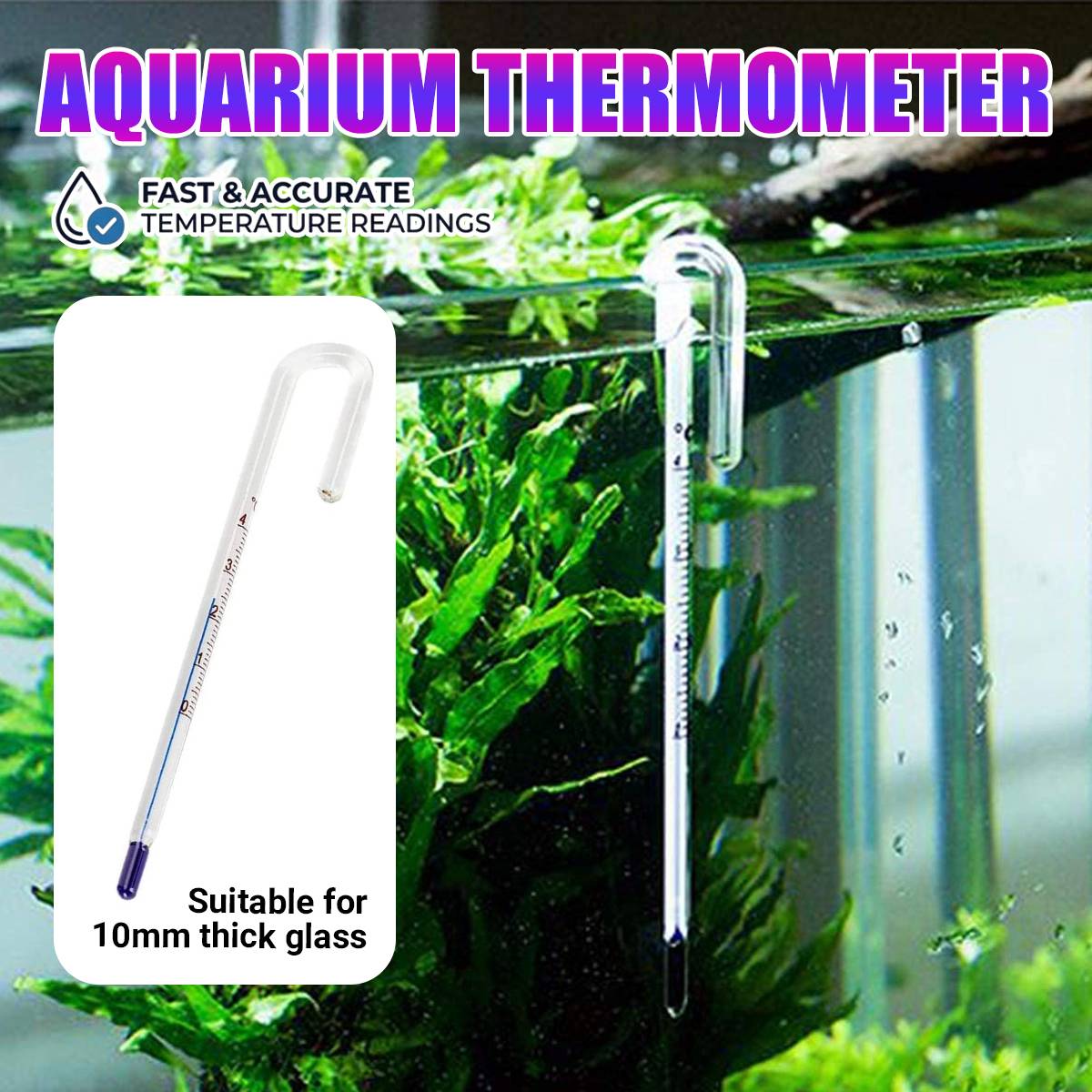 Fish Tank Thermometer - Stick-On LCD Aquarium Temperature Strip