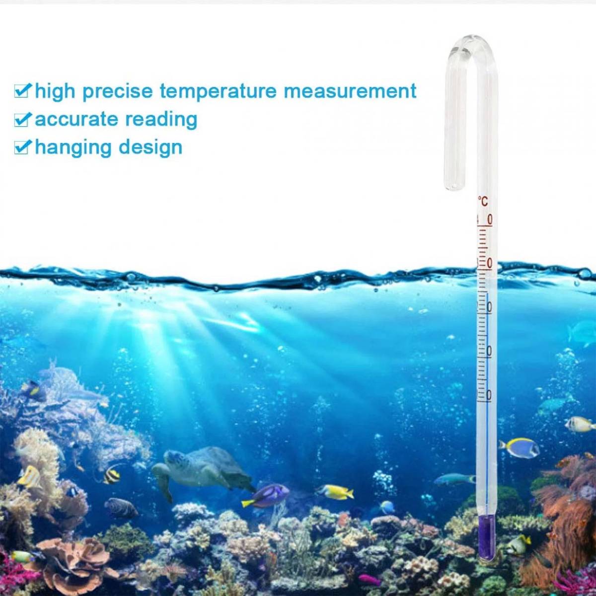 Fish Tank Thermometer - Stick-On LCD Aquarium Temperature Strip