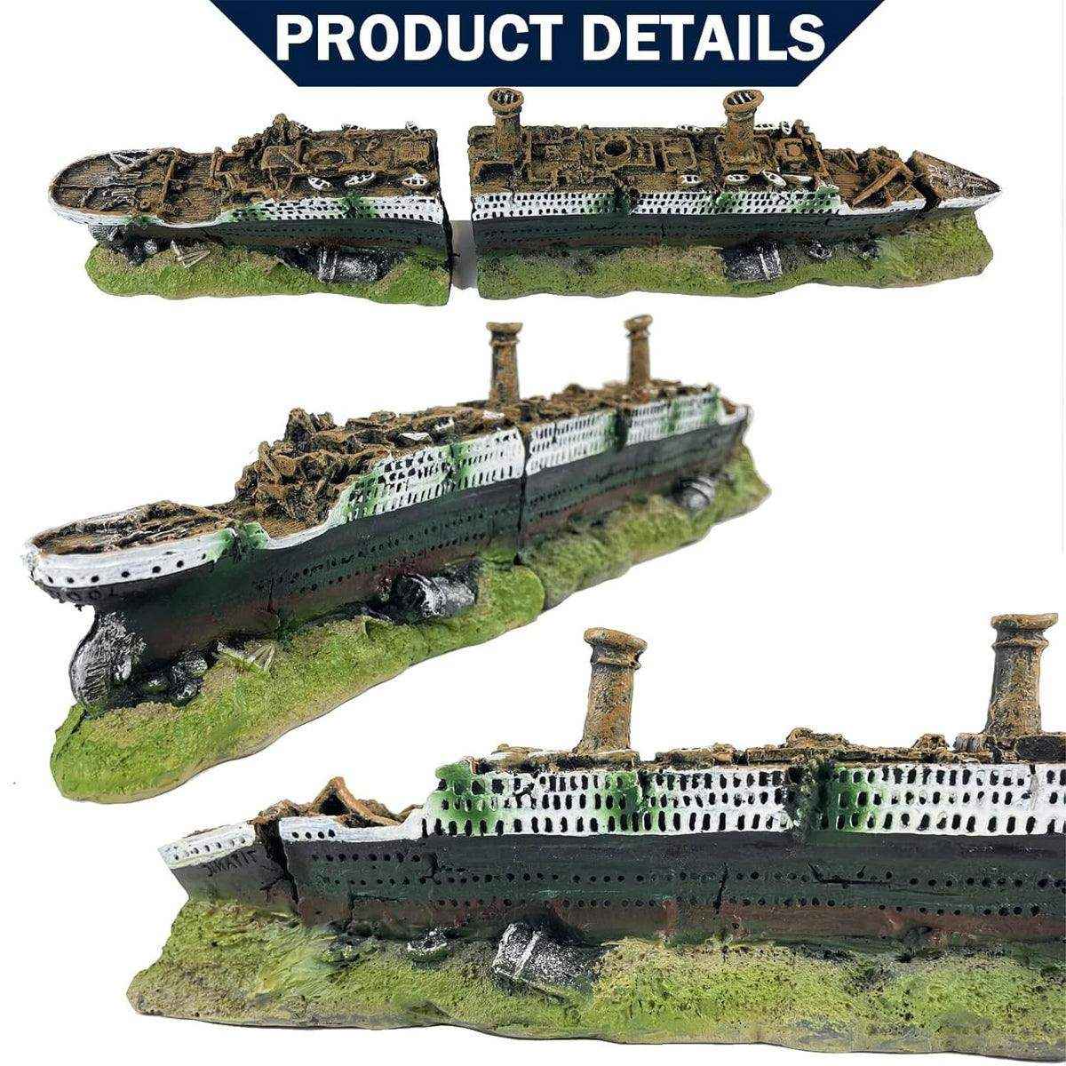 Titanic Shipwreck Aquarium Decoration Realistic Resin Design for Fish Tanks