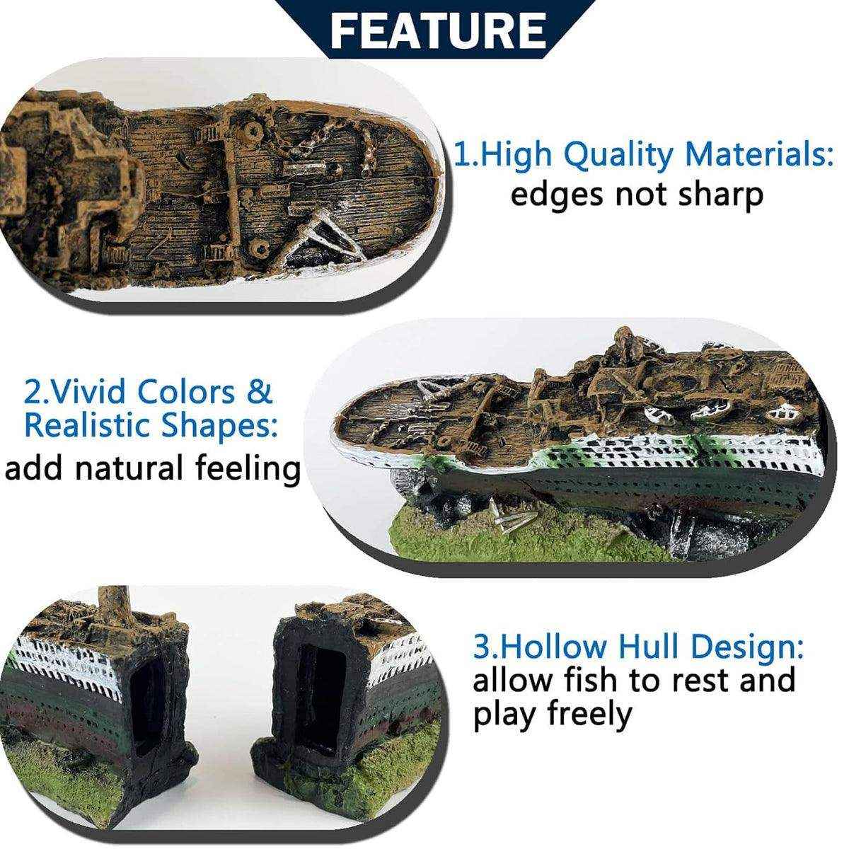 Titanic Shipwreck Aquarium Decoration Realistic Resin Design for Fish Tanks