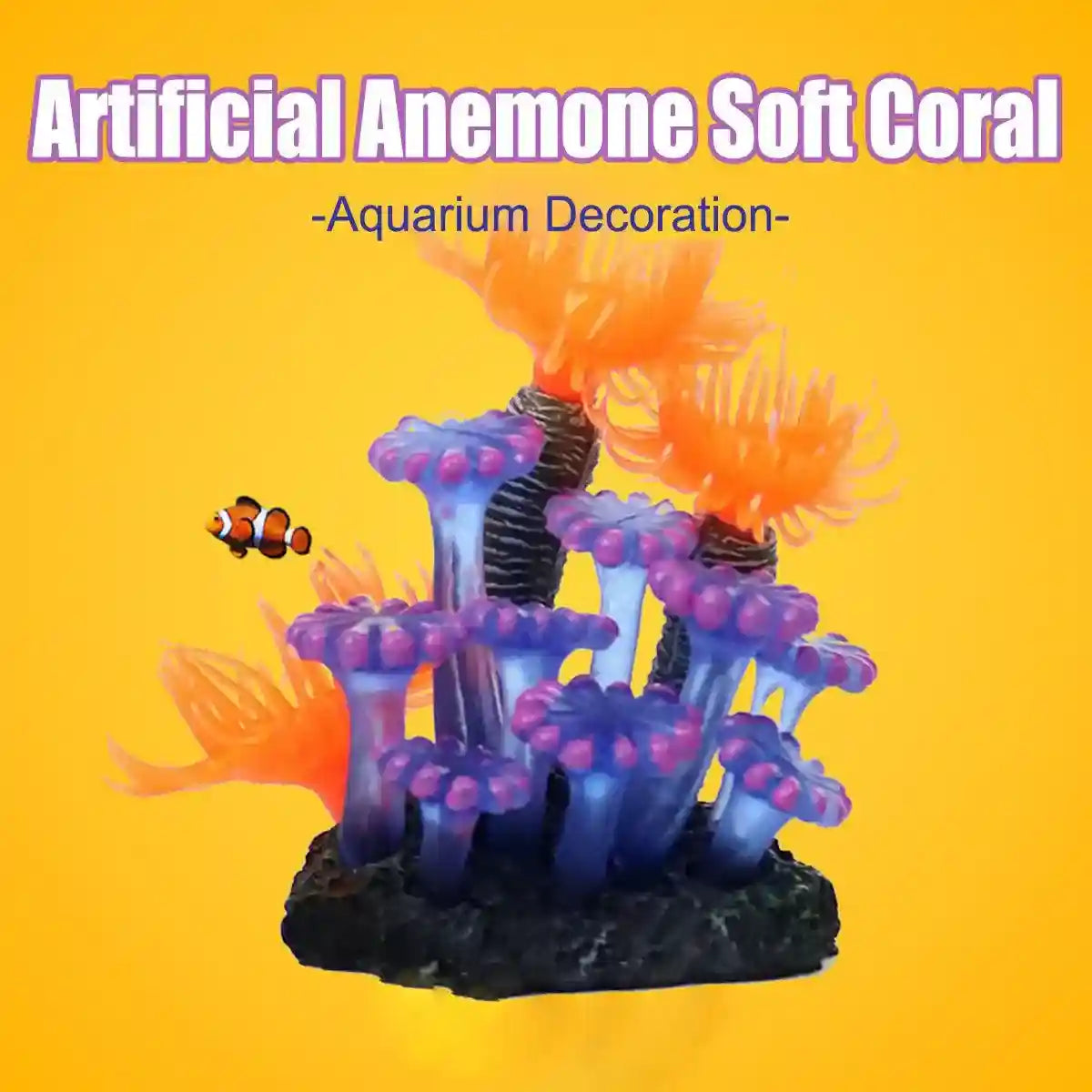 Realistic coral aquarium decoration with fluorescent glow for freshwater and saltwater tanks.