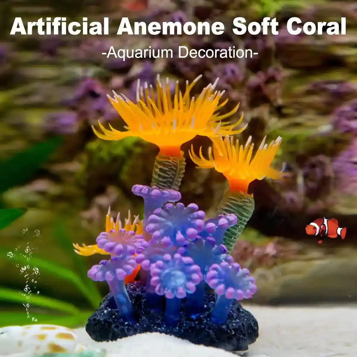 Vibrant Coral Aquarium Decoration – Realistic Artificial Anemone for Tanks