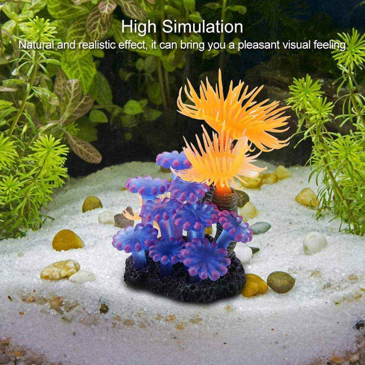 Vibrant Coral Aquarium Decoration – Realistic Artificial Anemone for Tanks