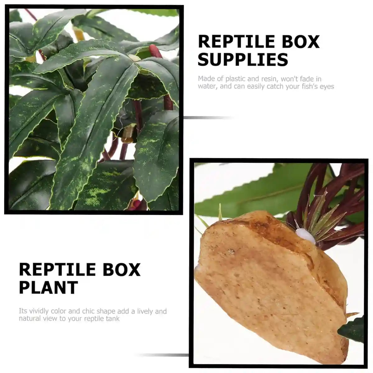 Artificial Reptile Tank Plant Decoration with Resin Base