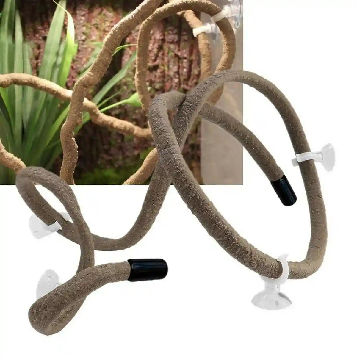 Reptile Climbing Branch with Suction Cups Realistic Jungle Decor for Terrariums
