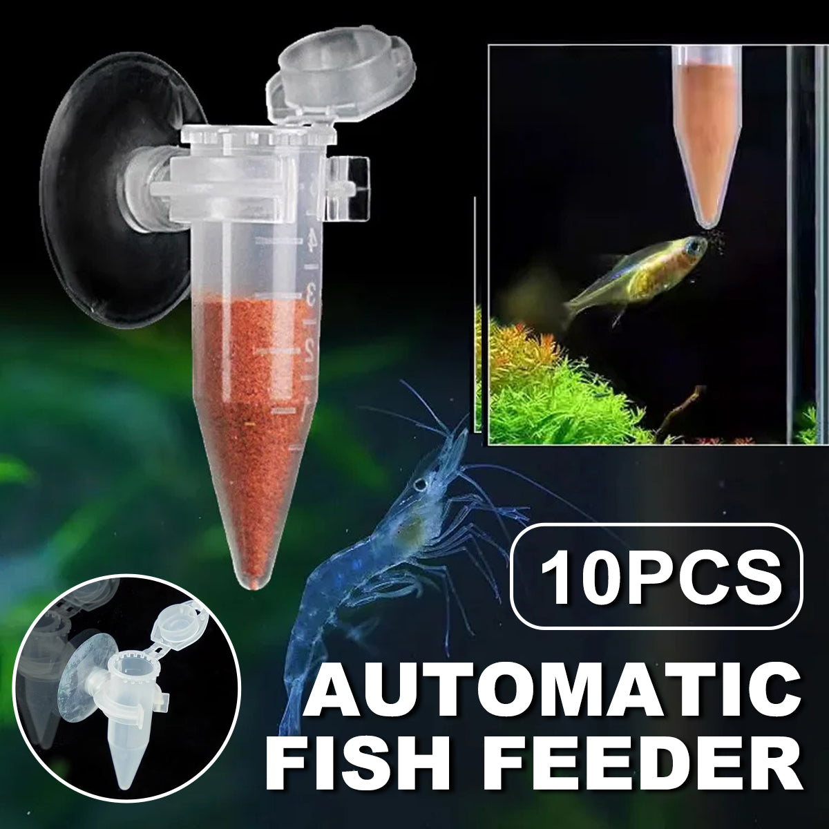 Automatic Fish Feeder With Suction Cup (10PCS)
