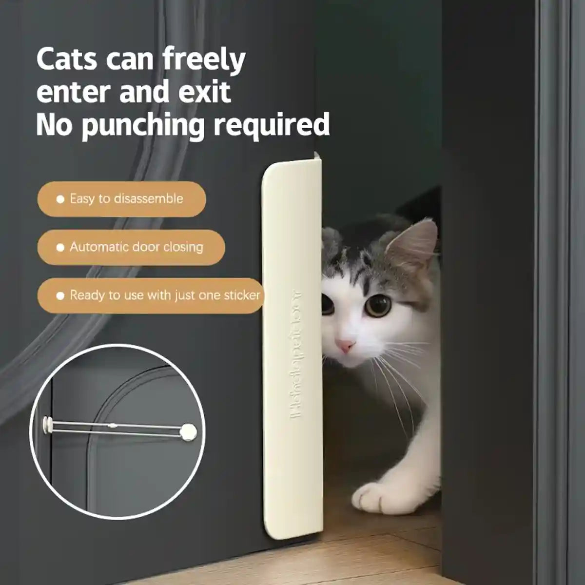 Automatic Cat Door Closer With Drill-Free Installation
