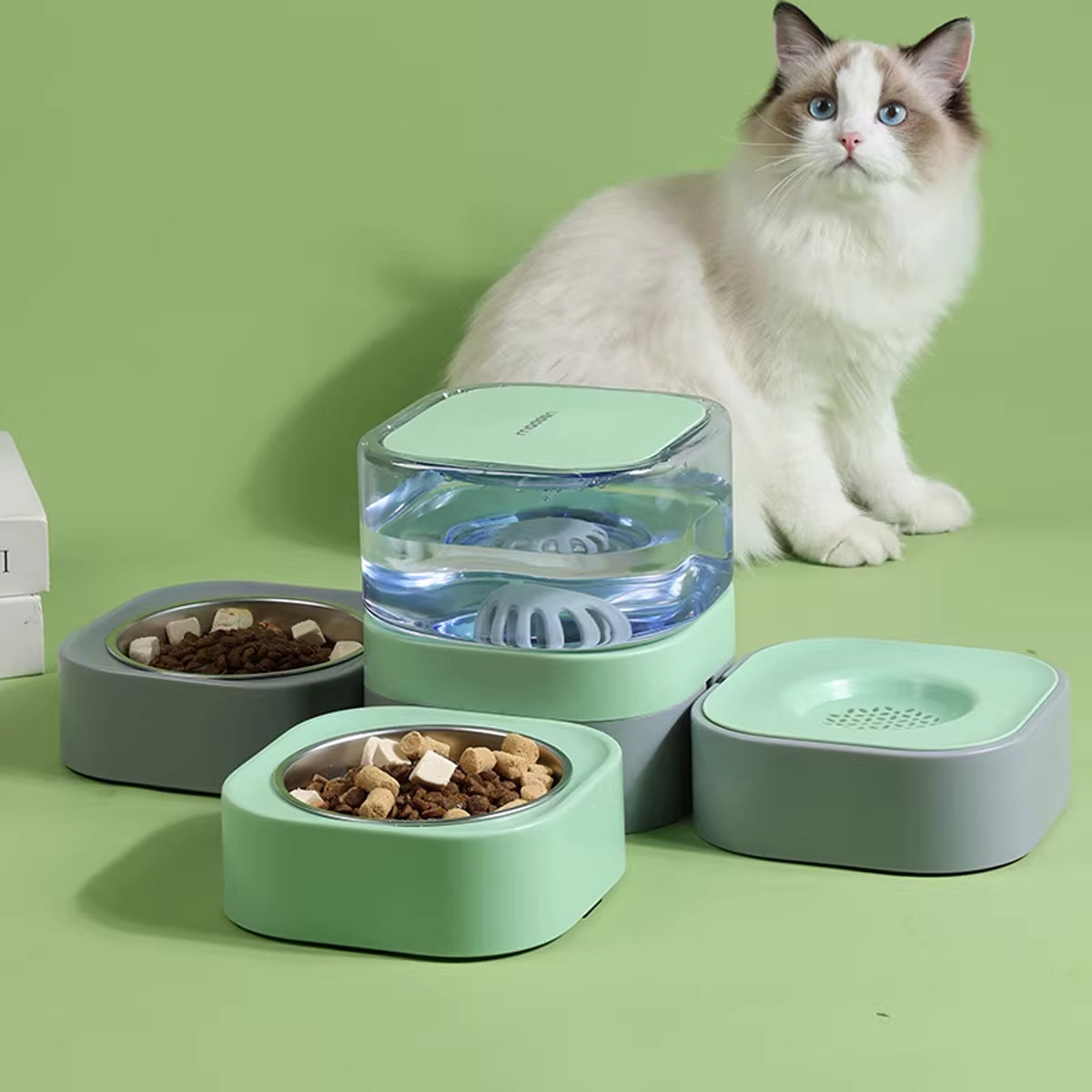 Automatic Pet Water Dispenser With Double Bowls