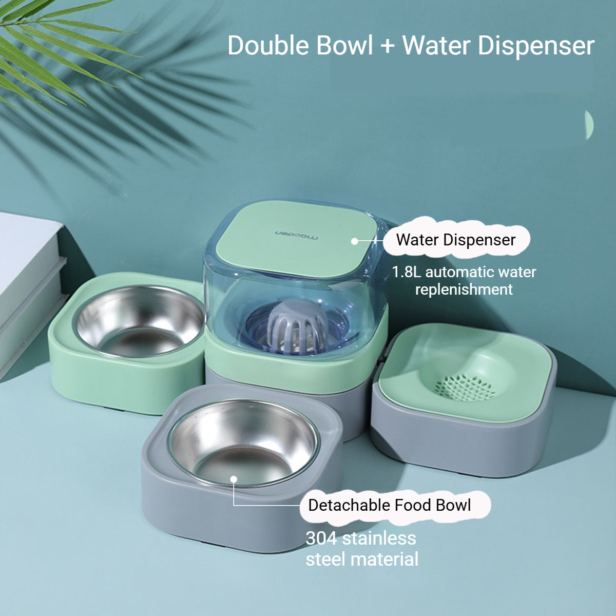Automatic Pet Water Dispenser With Double Bowls