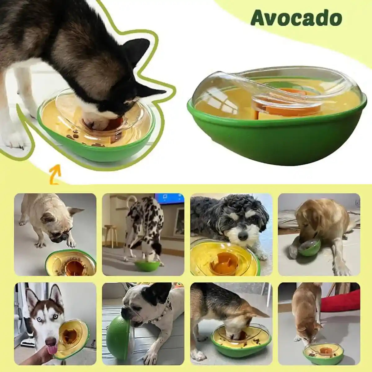 Avocado Dog Slow Feeder Treat Puzzle Toy
