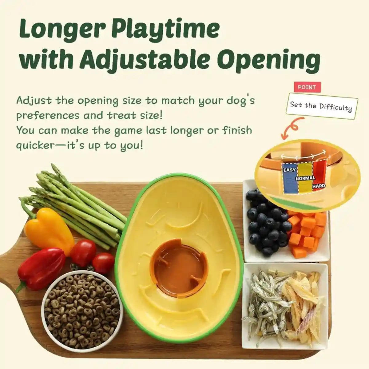 Avocado Dog Slow Feeder Treat Puzzle Toy