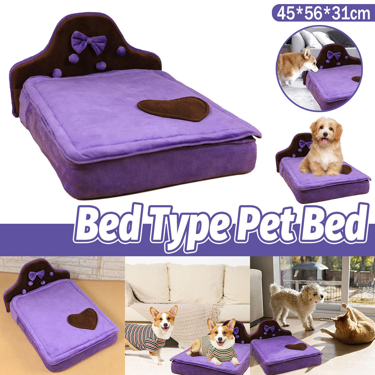 Plush Pet Bed Sofa With Removable Cushion