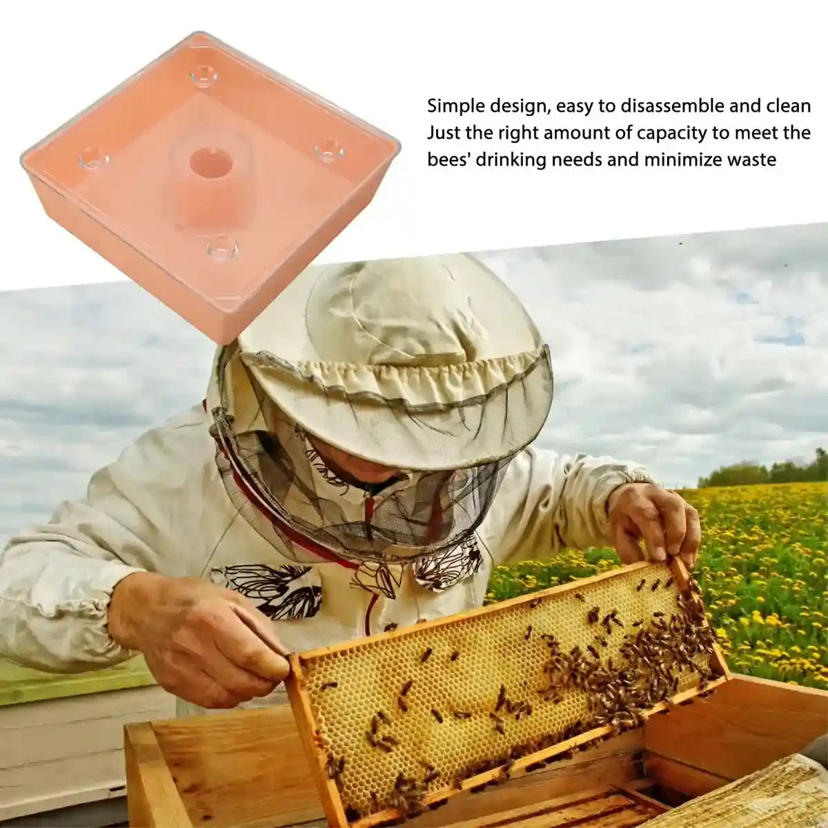 2PCS Square Hive Bee Feeder 1.6L Leakproof Acrylic Design