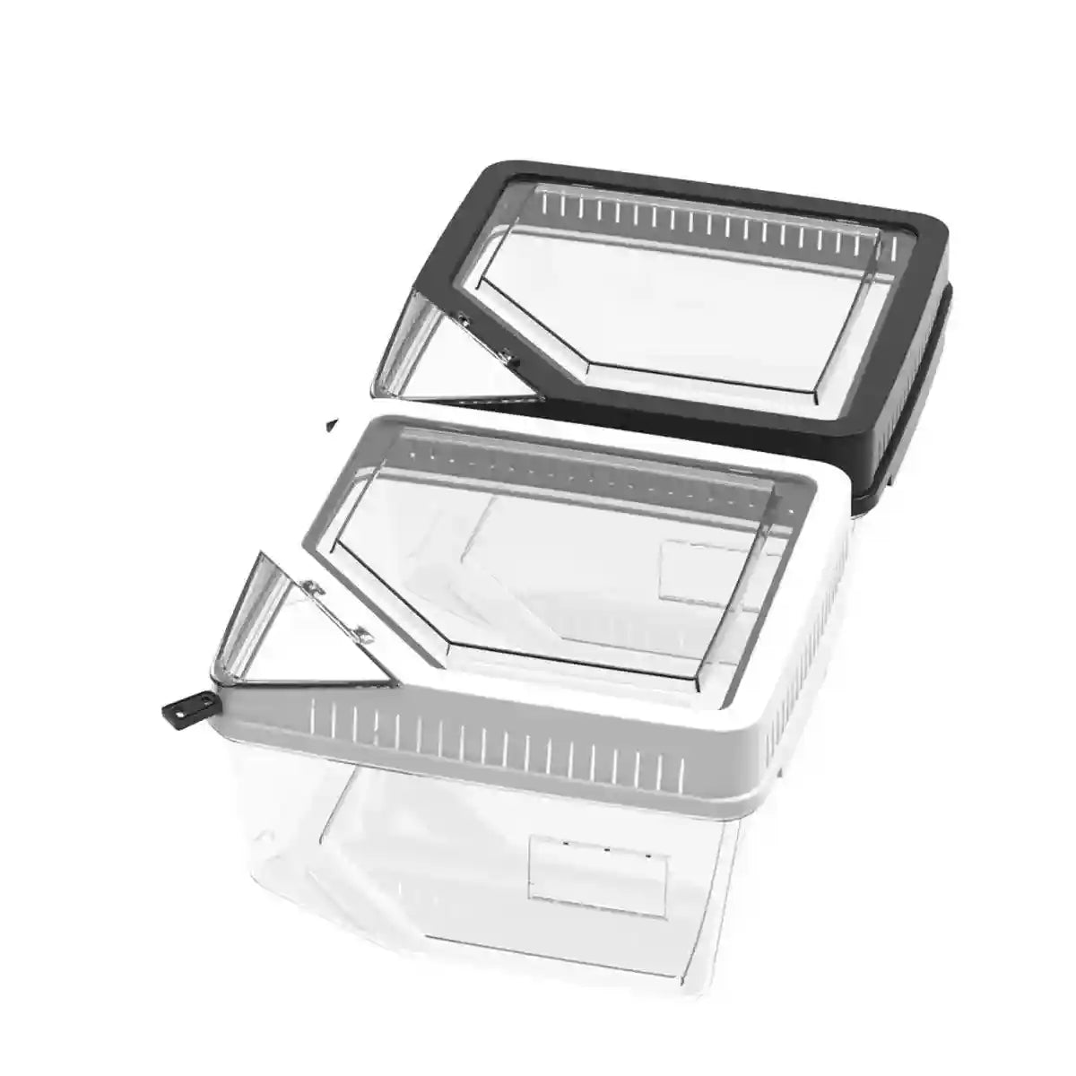 Clear Reptile Feeder Box With Locking Lid & Thermometer Slot