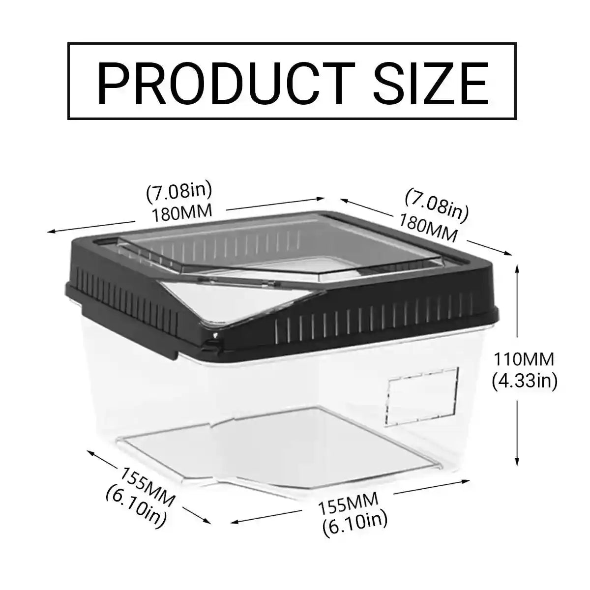 Clear Reptile Feeder Box With Locking Lid & Thermometer Slot