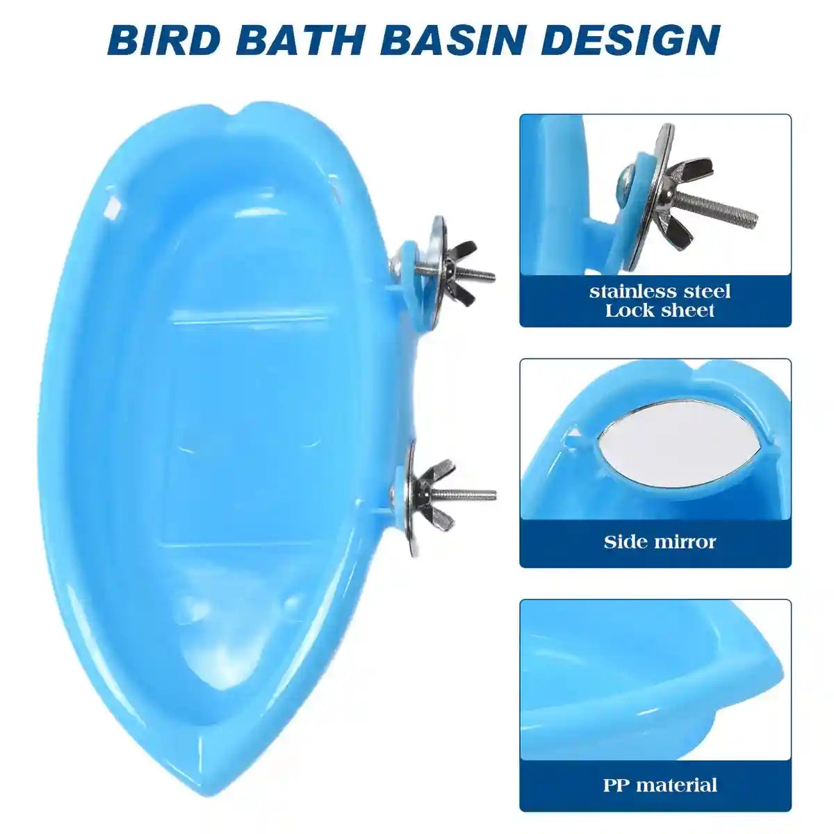 Space-Saving Cage Feeder with Hanging Bird Bath and Mirror