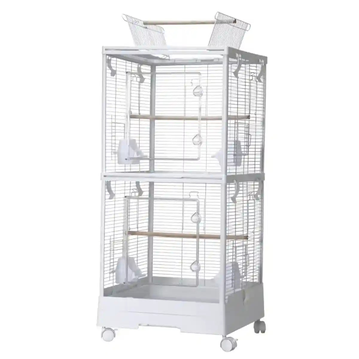 Modern Large Bird Cage with Acrylic Panels and Skylight Playtop