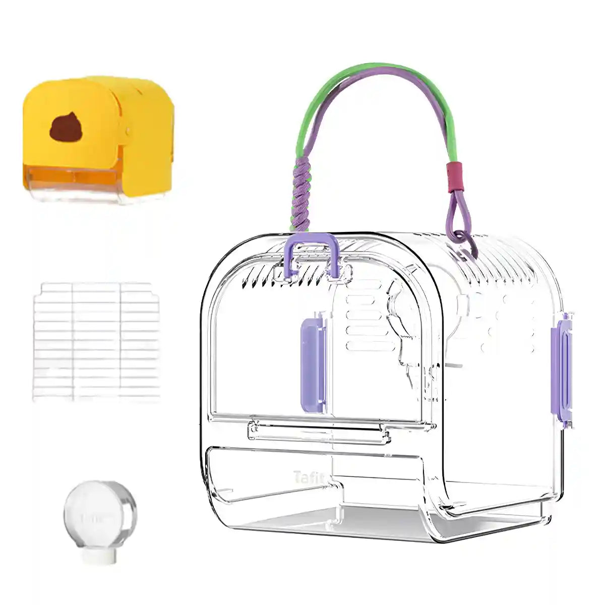 Transparent Portable Bird Cage Travel Cage with Cover & Easy Cleaning Design