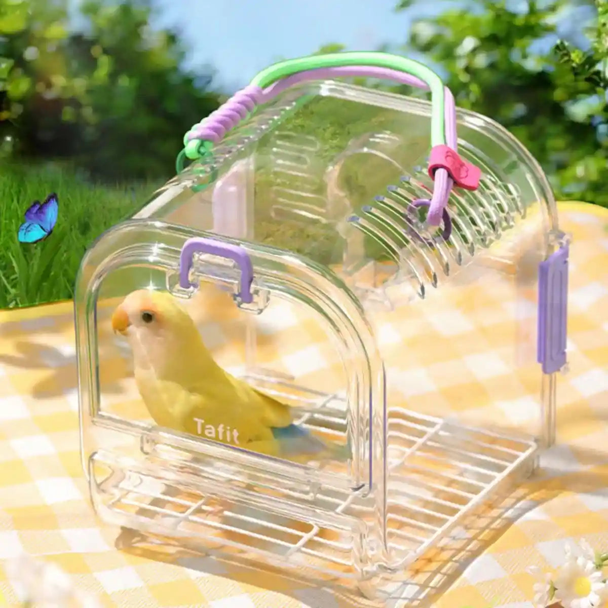 Transparent Portable Bird Cage Travel Cage with Cover & Easy Cleaning Design
