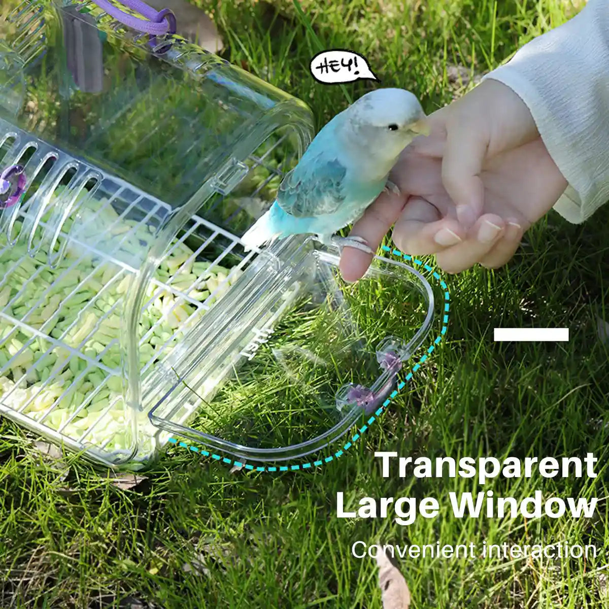Transparent Portable Bird Cage Travel Cage with Cover & Easy Cleaning Design