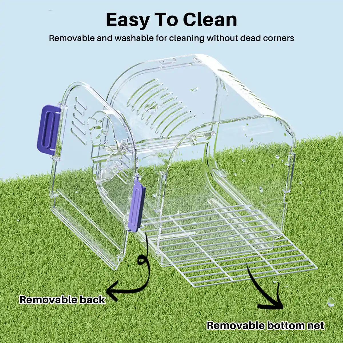 Transparent Portable Bird Cage Travel Cage with Cover & Easy Cleaning Design