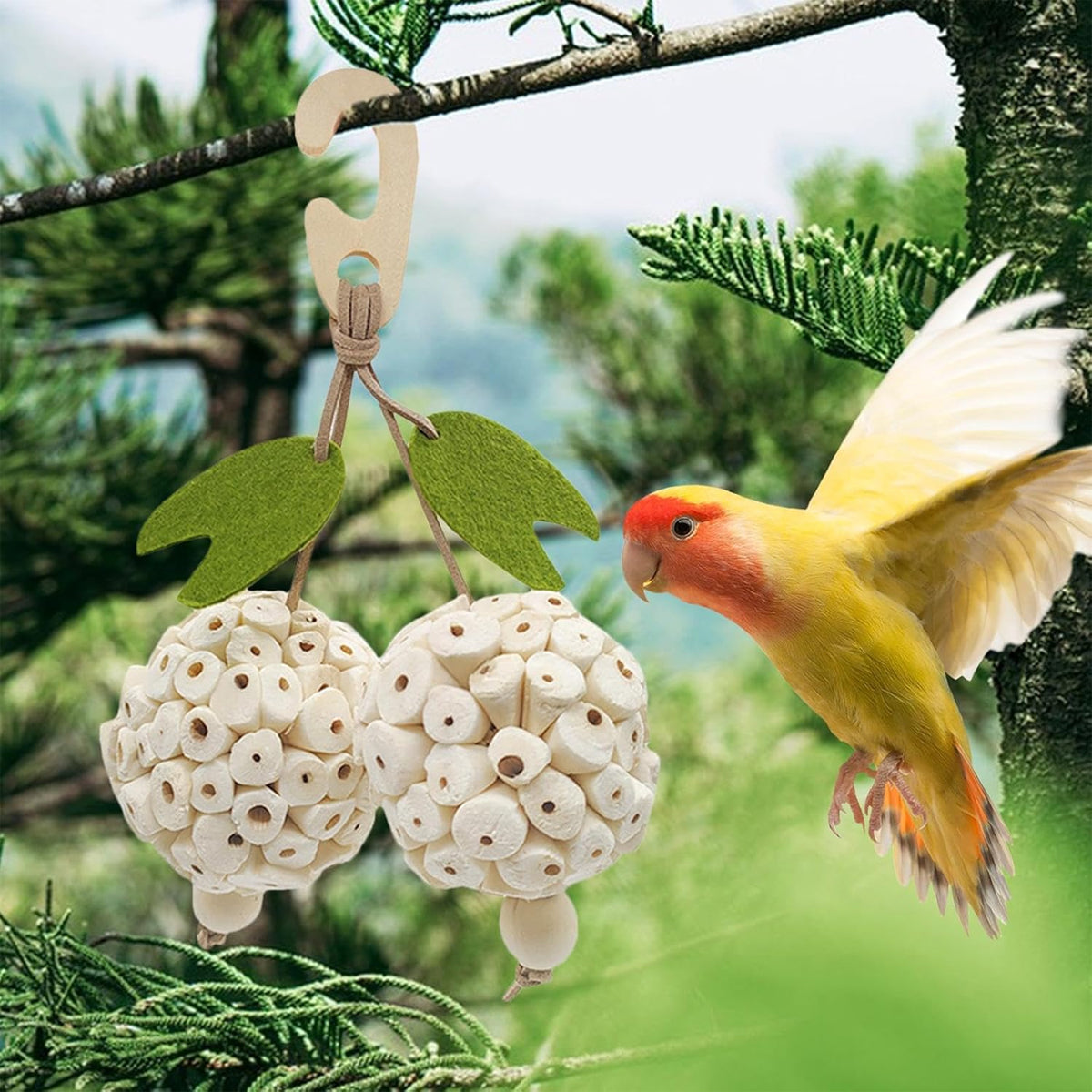 Natural Chewing Ball Bird Toy
